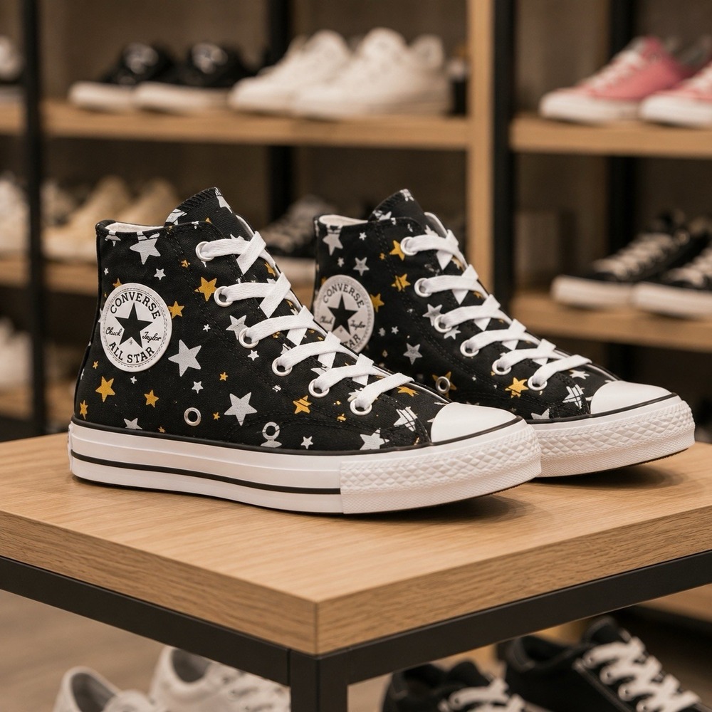NEW Converse Chuck Taylor All Star Platform Lift Star Print Novelty Sneakers‎ 3